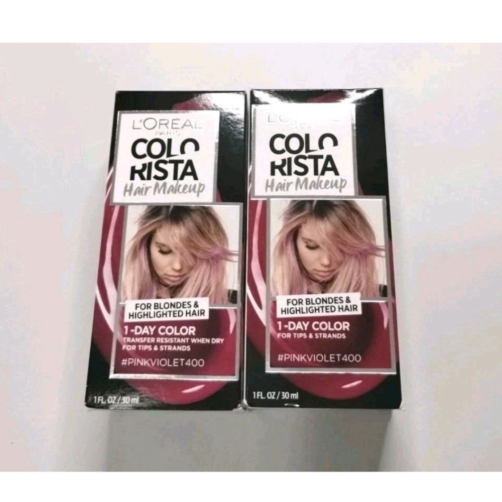 L'Oreal Colorista Hair Makeup 1-Day Hair Color #Pink Violet 400 For Blondes 2pk.